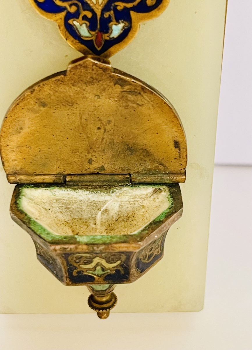 Bronze Cloisonné, Onyx, And Brass Holy Water Font -photo-2